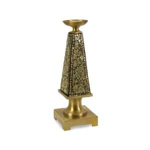 23.25 Tall and Stylish Gold Glass Mosaic Pillar Candle Holder 