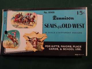 Vintage Dennison Eureka Cowboy Old West Indian Rodeo Seals Stickers 