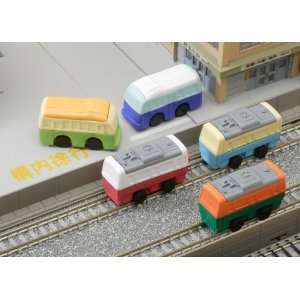  Iwako Japanese Puzzle Erasers Bus and Train Set 5 Pcs 