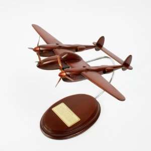  P 38 Lightning Quality Desktop Natural Wood Model Plane 