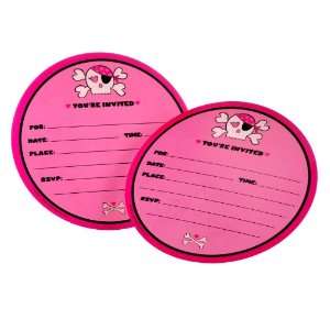  Pink Skull Invitations (8) Party Supplies Toys & Games