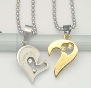   316L Stainless Steel I Love You Heart Wedding Couple Necklace  