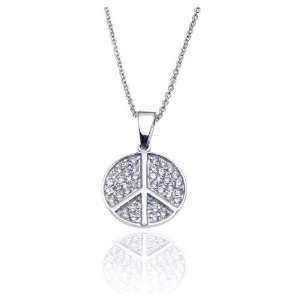    Nickel Free Silver Necklaces Cz Cover Peace Sign Necklace Jewelry