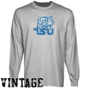 Tennessee State Tigers Ash Distressed Logo Vintage Long Sleeve T shirt