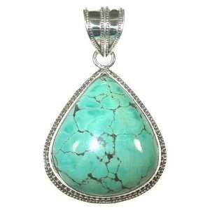  Teardrop Turquoise Filagree Pendant