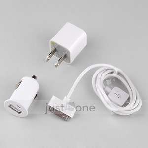 3in1 Travel Wall AC Car Charger Adapter USB Data Cable iPad iPod 