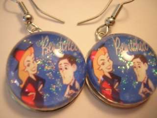 Retro Vintage Style TV Bewitched Silver Bubble Charm Earrings  