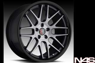 20 NISSAN 350Z 370Z RODERICK RW 6 CONCAVE BLACK STAGGERED WHEELS RIMS 