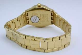 New Swatch Women Irony Medium Fancy Me Gold Crystal Date Watch 33mm 