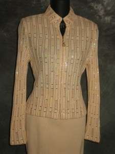St John EVENING knit jacket blazer skirt suit size 2 4  