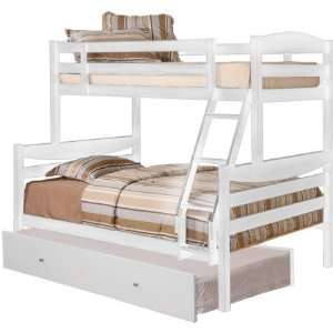  Twin Full Size Bunk Bed with Trundle in White Finish