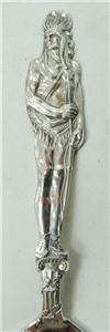   Sterling Silver Souvenir Spoon Spokane Washington Full Figured Indian