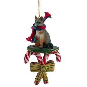  Gray Fox Candy Cane Christmas Ornament