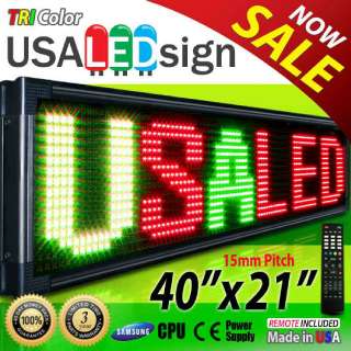   40x21 15MM   OUTDOOR PROGRAMMABLE SCROLLING MESSAGE BOARD TRI COLOR