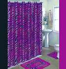 Black and Pink ZEBRA 15 Pc Bathroom Set 2 Rug/Mat Fabric Shower 