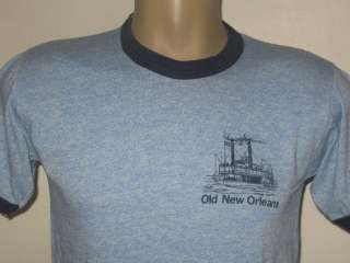 vintage 80s RAYON TRI BLEND OLD NEW ORLEANS RINGER T Shirt XS/SMALL 