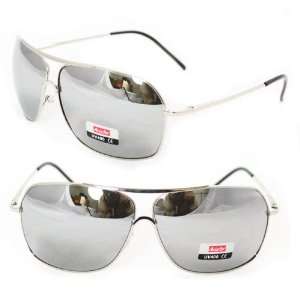   Wrap Fashion Sunglasses 3749 Metallic Silver Smoke Mirror Reflect Lens