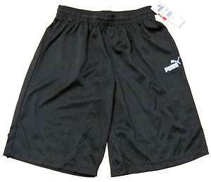 PUMA Boys Matte Black Athletic Gym Shorts NWT $26  
