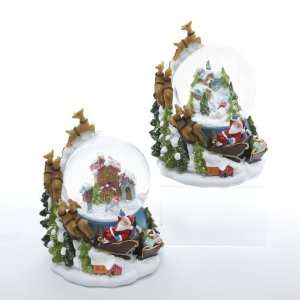   Sleigh with Reindeer and Snowman Christmas Glitterdome Decorations