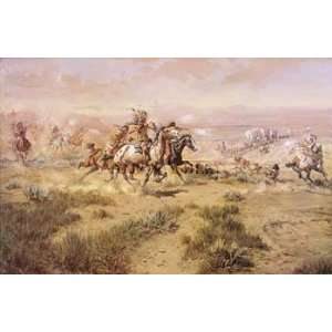  Attack On The Wagon Train (Canv)    Print