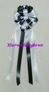 12 Black / White Pew Bows Wedding Decorations Supplies  