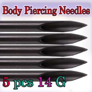 pcs Sterilize Body Piercing Needle Stainless 14 Guage 14G  