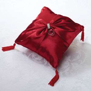 Red Satin Diamond Ring Wedding Ring Bearer Pillow NEW  