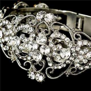   Crystal Rhinestones Wedding Bridal Pageant Prom Jewelry Cuff Bracelet