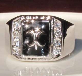 MENS WAR Band Ring USE swarovski crystal WHITE GOLD GP ENGAGEMENT RING 