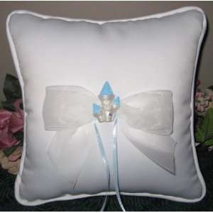  Cinderella Castle Ring Pillow with Blue Accents, White or 