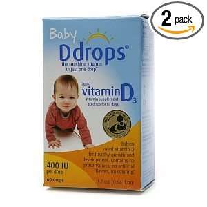  Ddrops Baby Vitamin D 400iu   0.054 Fl Oz, 2 Pack Health 