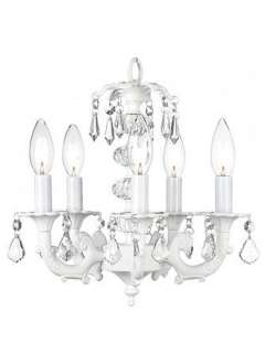 This gorgeous chandelier comes with a white base and is decorated 