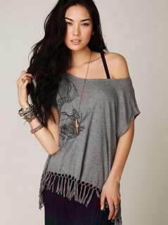 We The Free People Fearless Fringe Graphic Tee Shirt Top L $98  