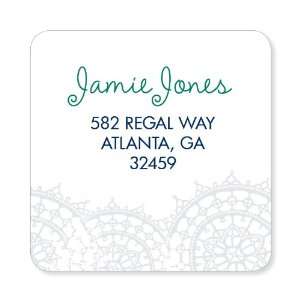  Lace Lined White Label Square Birthday Stickers 