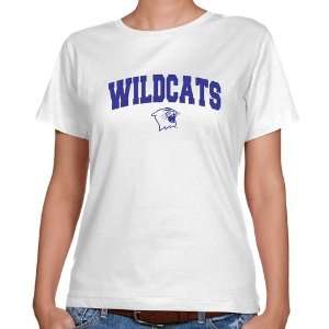 NCAA Northwestern Wildcats Ladies White Mascot Arch Classic Fit T 