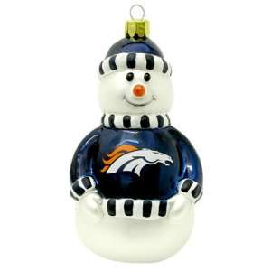  Denver Broncos NFL Blown Glass Snowman Ornament Sports 