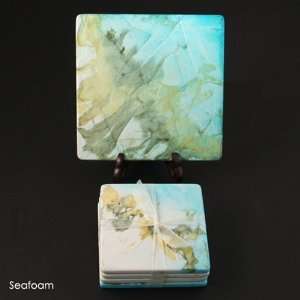  Leaf Fossil Coasters  Seafoam