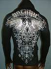 ARCHAIC by AFFLICTION Tattoo BLACK GRAPHIC HENLEY HOODIE T SHIRT 