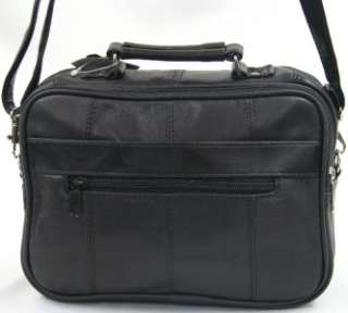 Black Genuine Leather Purse Travel Shoulder Bag Organizer Messenger 