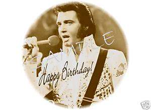 Edible Cake Image   Elvis Presley   Happy Birthday  Cir  