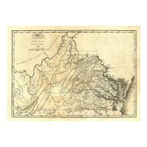  Mathew Carey   State Of VIrginia, 1795 Giclee
