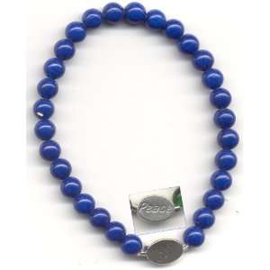   Mountain Jade Bracelet with Oval Sterling Peace Bead 