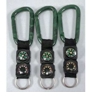  LOT OF 3 NEW Carabiner Clip With Thermometer & Compass 