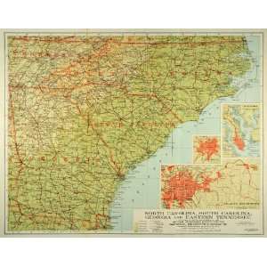  1926 Print Map North South Carolina Georgia Gilbert 