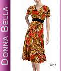 Sz 16 Donna Bella Womens V Neck Wrapped Bodycon Fitted Knee Length 