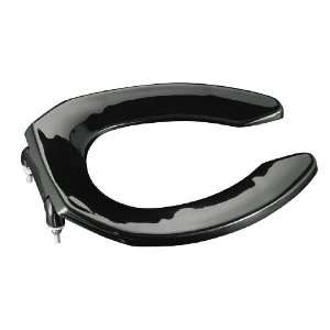   Open Front Toilet Seat with Self Sustaining Check Hinge, Black Black