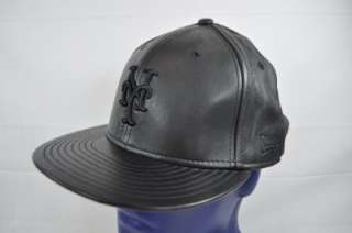 NEW ERA 59FIFTY NEW YORK METS BLACK LEATHER FITTED 7 3/4 (HATS11 