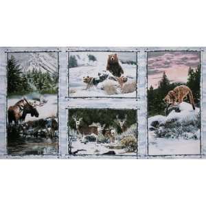  44 Wide Snowy Silence Wildlife Panel Multi Fabric By The 
