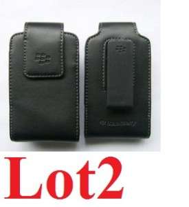   New OEM BlackBerry Genuine Black Leather Case Pouch+Holster Belt Clip