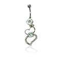 Supreme Jewelry Stainless Steel 14G Cubic Zirconia Hanging Heart Belly 